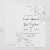 Elegant Ivory Magnolia Floral Wedding Kaart (Voorkant / Achterkant)
