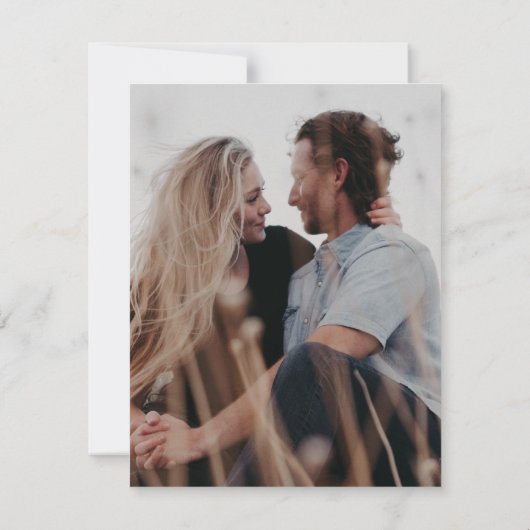 Elegant Ivory-minimalistische scriptfoto Save The Date (Achterkant)