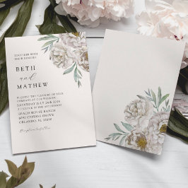 Elegant Ivory & Off White Florals Wedding Kaart