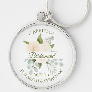 Elegant Ivory Peach Rozen Bridesmaid Wedding Keych Sleutelhanger