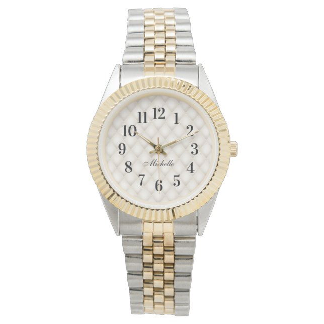 Elegant  Ivory Pearl Name Watch Horloge (Voorkant)