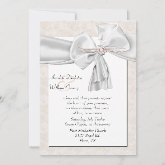 Elegant Ivory Pearl Wedding Invitation Kaart (Voorkant)