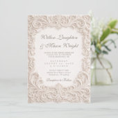 Elegant Ivory Rococo Scroll Wedding Invitation (Debout devant)