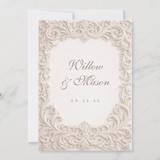Elegant Ivory Rococo Scroll Wedding Invitation (Dos)