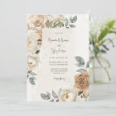 Elegant Ivory Roses Wedding Invitation (Debout devant)
