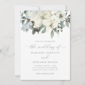 Elegant Ivory Sage Floral Greenery Wedding Kaart (Voorkant)