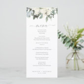 Elegant Ivory Sage Floral Greenery Wedding Menu (Staand voorkant)