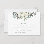 Elegant Ivory Sage Floral Greenery Wedding RSVP Kaartje (Voorkant)