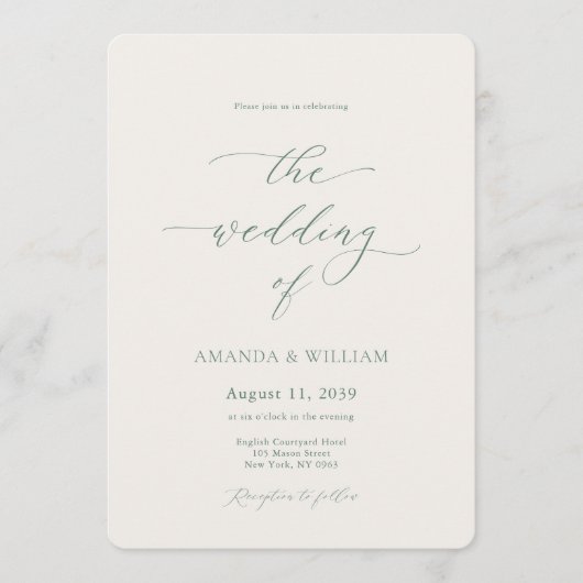 Elegant Ivory & Sage Wedding Invitation (Devant)