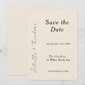 Élégant Ivory Save the Date (Devant / Derrière)