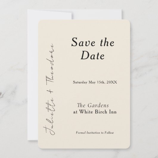 Élégant Ivory Save the Date (Devant)