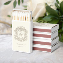 Elegant Ivory Vintage Crest Wedding Monogram Favor