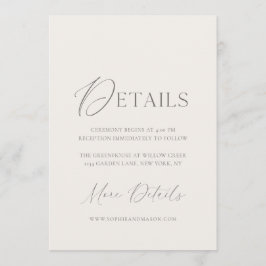 Elegant Ivory Wedding Details Card Kaart