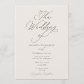 Elegant Ivory Wedding Invitation with Pattern Back (Devant)