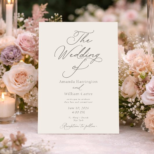 Elegant Ivory Wedding Invitation with Pattern Back