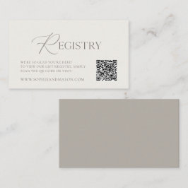 Elegant Ivory Wedding Registry Card with QR Code Informatiekaartje