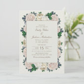 Elegant  Ivory White Cream Floral Wedding Kaart (Staand voorkant)
