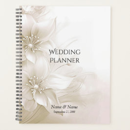 Elegant Ivory White Flowers Planner