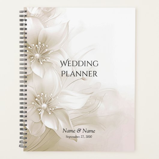 Elegant Ivory White Flowers Planner (Devant)
