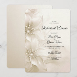 Elegant Ivory White Flowers Rehearsal Dinner Kaart