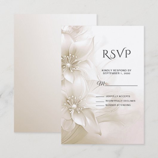 Elegant Ivory White Flowers RSVP Card (Voorkant / Achterkant)
