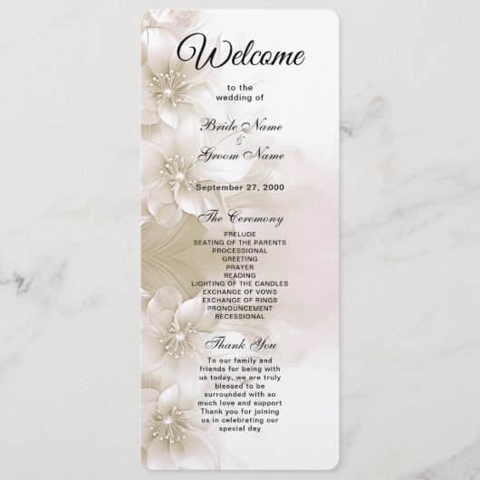 Elegant Ivory White Flowers Wedding Program Programma (Voorkant)