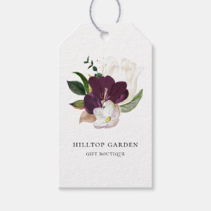 Elegant Ivory White Plum Paarse Floral Price Label Cadeaulabel