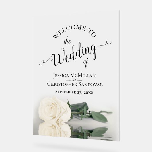 Elegant Ivory White Rose Romantic Wedding Welcome (Angle)