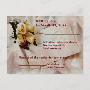 Elegant Ivory Yellow Roses RSVP repetitief Briefka Uitnodiging Briefkaart