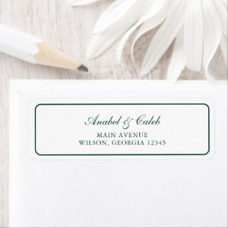 Elegant Jachtgroen Frame Huwelijk Retouradres Etiket