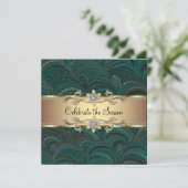 Elegant Jade Green Black Gold Kerstfeest Kaart (Staand voorkant)