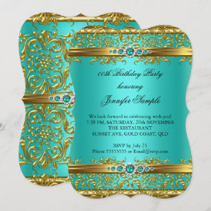 Elegant Jade Green Gold Damask Diamond Birthday Kaart