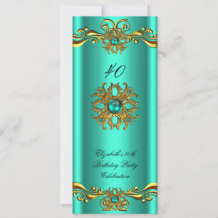 Elegant Jade Green Jewel Gold Birthday Kaart