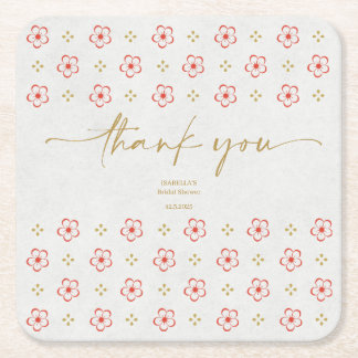 Elegant Japanese Plum Blossom Vierkante Kartonnen Onderzetter