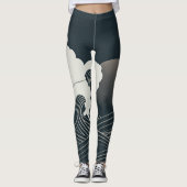 Elegant Japans blauw en wit kunstwerk | Leggings (Voorkant)