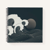 Elegant Japans blauw en wit kunstwerk | Notitieboek (Voorkant)