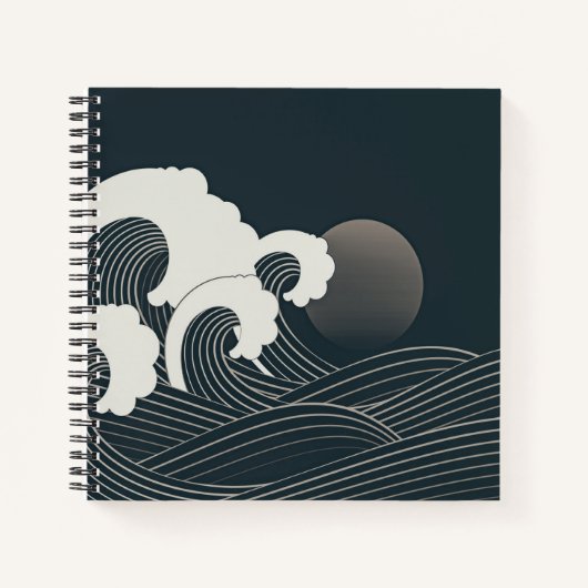Elegant Japans blauw en wit kunstwerk | Notitieboek (Voorkant)