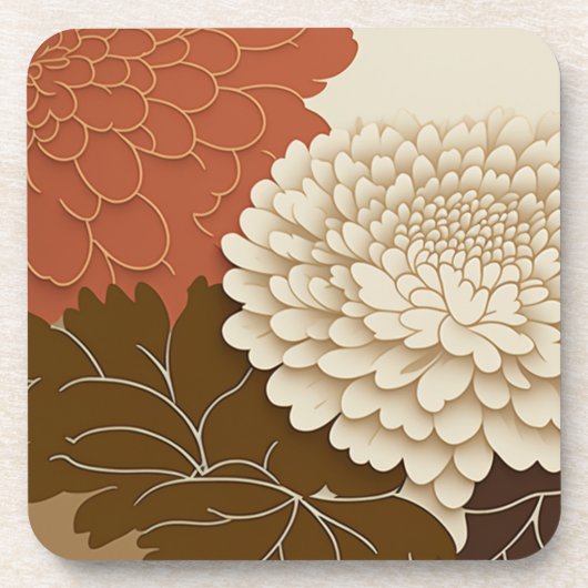 Elegant Japans Chrysanthemum Print Onderzetters (Voorkant)