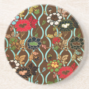 Elegant Japans Floral Design Zandsteen Onderzetter