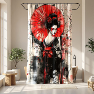 Elegant Japans Geisha Meisje Douchegordijn