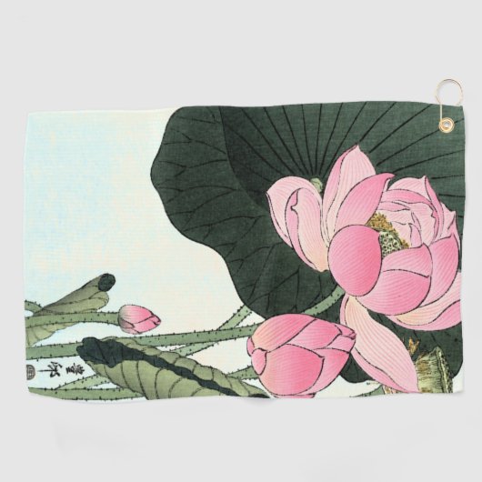 Elegant Japans Roze Lotus Bloem Golfhanddoek (Horizontaal)