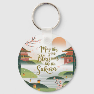 Elegant Japans Tuinontwerp - Sakura Blossoms Sleutelhanger