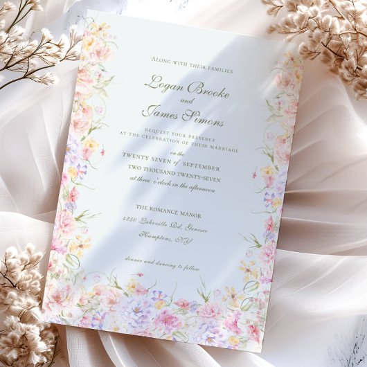 Elégant jardin bohème invitation mariage