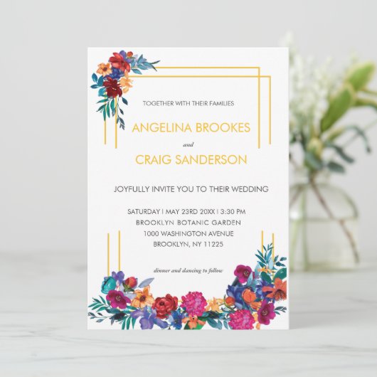 Elégant Jardin Coloré Invitation Fleur (Debout devant)