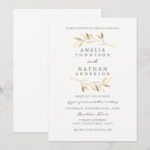 Elégant Jardin Feuille d'or Invitation de mariage (Devant / Derrière)