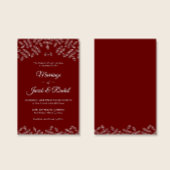 Elégant Jardin Feuilles Faire-part de mariage roug