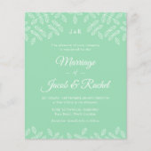 Elégant Jardin Feuilles Mint GreenWedding Invitati (Devant)