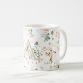Elégant Jardin Fleur Monogramme Café Mug (Devant droit)