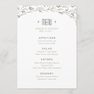 Elégant jardin fleuri rustique menu mariage