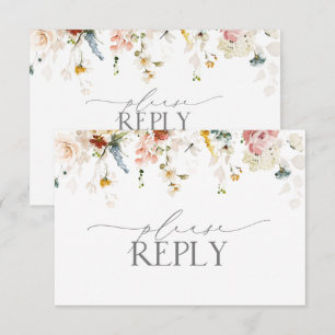 Elégant Jardin Fleurs Aquarelle Pas de menu RSVP